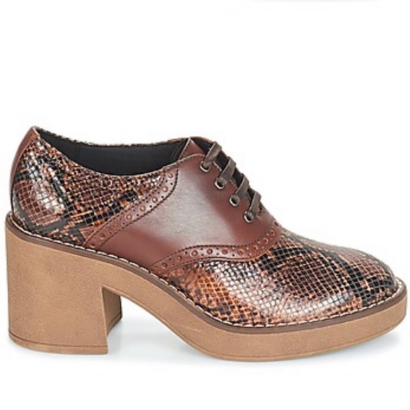 Geox Respira Adrya Leather Block Heel Lace Up Shoe - US 6.5 - Picture 2 of 10